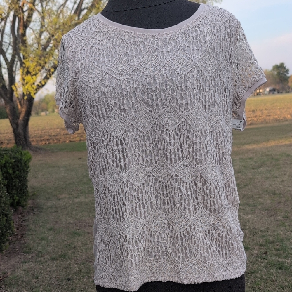Verve Ami Cream Relaxed Short Sleeve Blouse